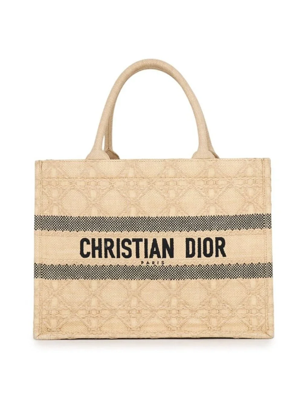 Dior Tote Bag Book Cannage Raffia Black
